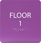 Deep Violet ADA Floor 1 Sign with Braille – Made from Durable Acrylic and Ready to Mount