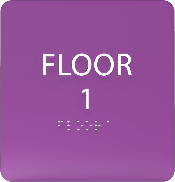 Deep Violet ADA Floor 1 Sign with Braille – Made from Durable Acrylic and Ready to Mount