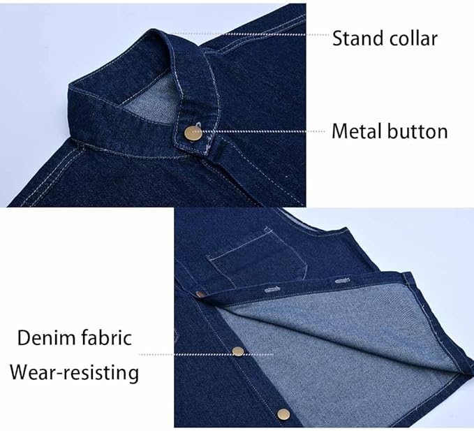 YOWESHOP Men's Reflective Safety Denim Vest，Custom Safety Outdoor Denim Work Vest with Hi-Vis Stripes for Night Commute