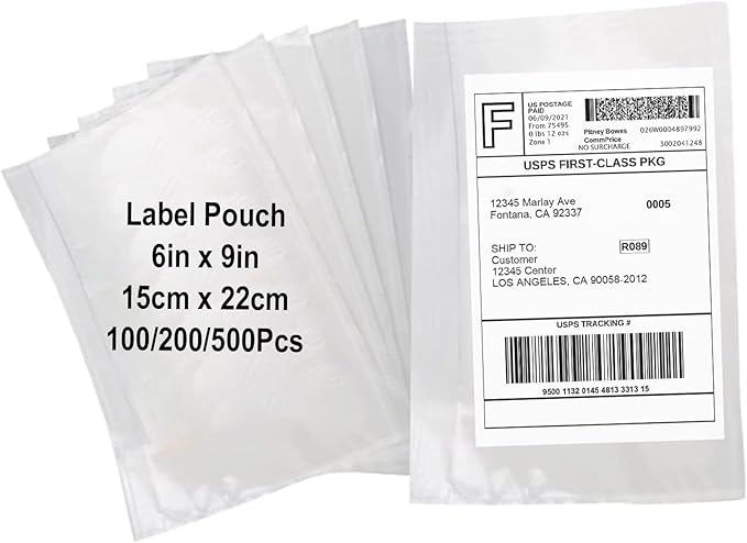 100 Pcs-6x9 Shipping Envelopes, Packing List Mailing Envelopes Clear Adhesive Shipping label sleeves Shipping Supplies for Small Businesses