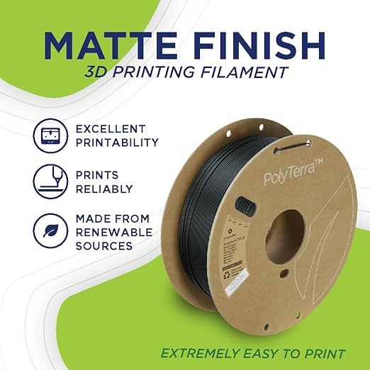 Polymaker PolyTerra Matte PLA 3D Printer Filament – Hides Layer Lines, Easy to Print, AMS Compatible, Great for Miniatures, Prototypes, Gadgets, Matte Finish, 1.75mm Wood Brown 1kg