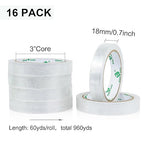 BOMEI PACK 16Rolls Clear Tape Refills for Dispenser, Transparent Gift Wrap Tape 3inch Core for Home, School and Office, 3/4inch x 60yds