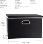 PRANDOM Extra Large Collapsible Storage Bins with Lids [3-Pack] Linen Fabric Foldable Storage Baskets Boxes Organizer Containers Cube with Cover for Bedroom Closet Office Nursery (22.8x15.7x13.8)