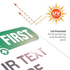 Custom Safety First Sign, OSHA Sign, 12x18 Inches, Rust Free .063 Aluminum, Fade Resistant, Made in USA