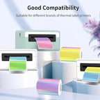 3x2 Inch Holographic Thermal Labels, Colorful Direct Thermal Stickers Label, Self-Adhesive Thermals Printer Sticker Labels, Perforation Line Design- 200Pcs/ 1 Roll