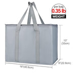 Bodaon 3-Pack Insulated Reusable Grocery Shopping Bag, X-Large Frozen Food Cold, Cooler Bags with Secure Top, Insulated Food/Pizza Delivery Bag, Gray