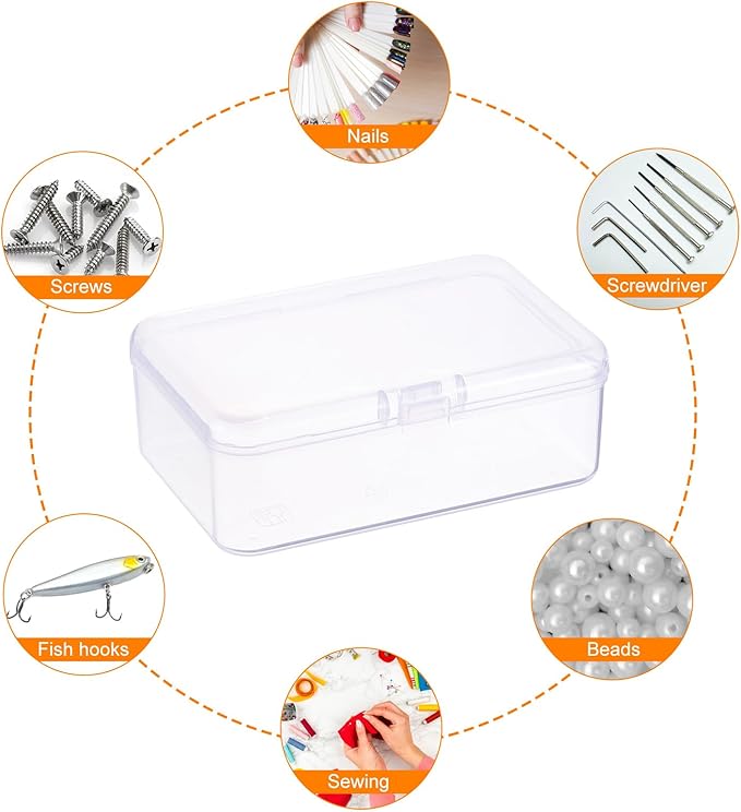 HARFINGTON 2pcs Component Storage Box 3.54" PP Electronic Organizer Box with Cover Hardware Containers Tools Boxes for Small Accessories