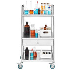 VEVOR Stainless Steel Utility Cart with 3 Shelves & 1 Drawer, 360 Swivel Casters, 220lbs Capacity
