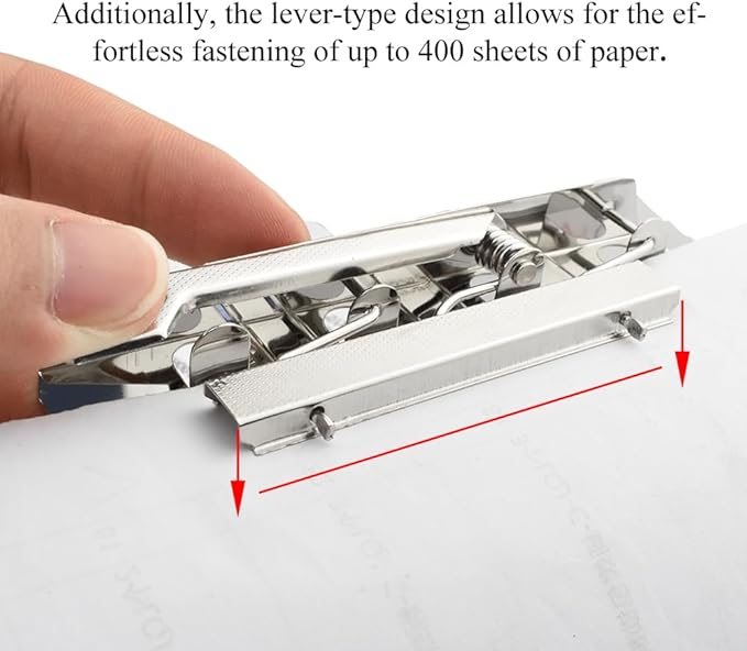 HAHIYO Silver Meta Clips - 3.94 Inches Sturdy Rivet Clipboard Clips (6 Pack), High-Grip Lever, Mountable, office/School/Home