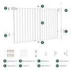 Babelio 31.5-55" No Bottom Bar Baby Gate Extra Wide, 2-in-1 Auto Close Dog Gate for The House, Stairs and Doorways, with Large Walk Thru Door, White