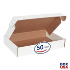 Box USA 17" Deluxe Shipping Boxes 17 1/8"L x 11 1/8"W x 3"H, 50-Pack - White Box Mailers for Packaging, Storage, Gifts or Bulk Business Orders
