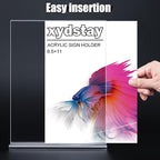 12pack Acrylic Sign Holder 8.5 X 11, Vertical T Shape Clear Plastic Paper Sign Holder, Menu Holder Display Stand, FLyer Table Sign Holder for Restaurant, Office, School, Store and Home Use