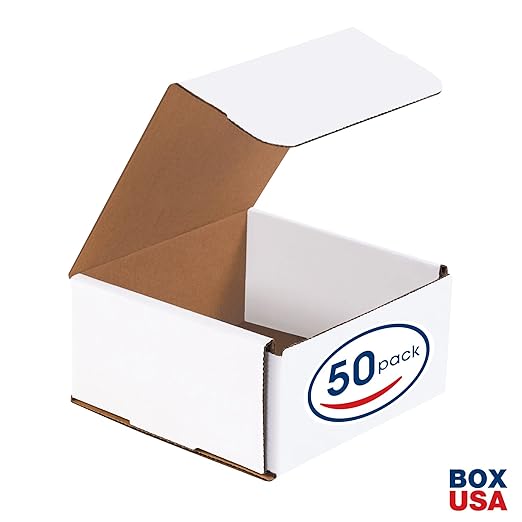 Box USA BM663 6"L x 6"W x 3"H, White (Pack of 50)