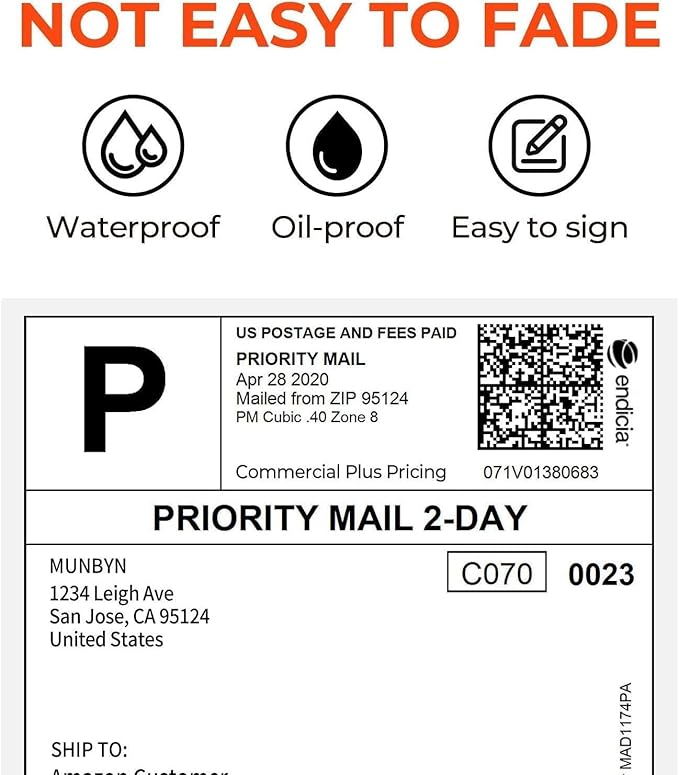 Direct Thermal Shipping Labels 4" x 6" Fanfold 6000 Label Compatible, with DYMO Label Writer Rollo & Zebra with Perforated line for Thermal Printers Labels Commercial Grade Labels (1 Case)