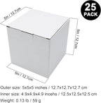25 Pack 5x5x5 Inch Corrugated Cardboard Boxes - BM555 Small Shipping Boxes for Mailing, Ecommerce, Gift Wrapping, Storage | Ideal for 11oz to 15oz Mugs, Lightweight & Durable Mailer Boxes
