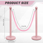 Ferraycle 4 Pcs Stainless Steel Stanchions Post Queue 38 Inch, 5 ft Velvet Carpet Ropes and Pole, Control Barriers for Wedding Birthday Party Decoration Sand Injection Hollow Base Set (Gray Pink)