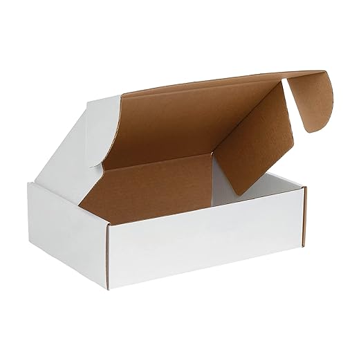 Box USA 14" Deluxe Shipping Boxes 14"L x 10"W x 4"H, 50-Pack - White Box Mailers for Packaging, Storage, Gifts or Bulk Business Orders