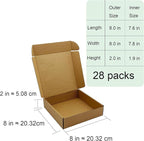 8x8x2 inch Shipping Boxes，Bulk 28 Pack，Brown Corrugated Mailers Cardboard Literature Mailer Box for Packaging Business, Mailing,Moving and Storage，Small Gift Boxes for Wrapping Mailing Present