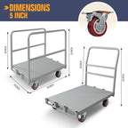 Platform Truck 2500LBS Capacity Industrial Flatbed Cart with 3 Detachable Handels, Push Dolly with 5" Rubber Swivel Wheels, Heavy Duty Flat Cart Hand Truck for Industrial and Commercial