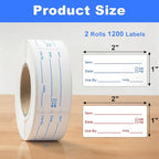 1200 Pieces Removable Food Labels Stickers, 2 Rolls 1x3 Inch Freezer Labels for Food Containers, No-Residue, Easy Clean, Waterproof & Oil-Resistant Food Storage Labels for Kitchen Restaurants