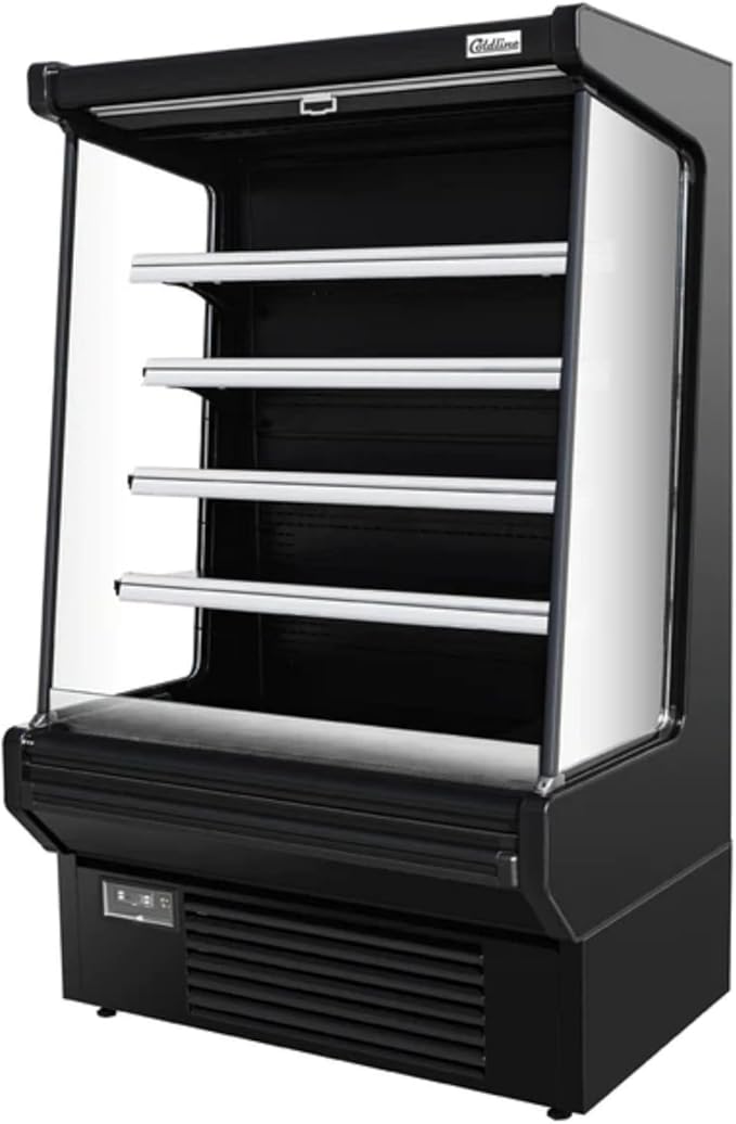 Food Refrigerated Display Case for Commercial Bakery Pastry Front Open Air Refrigerated Display Cooler Case, Movable Shelves and Adjustable Legs, 36~41℉ (61.4 Inches, Black)