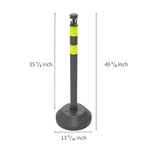 6 Pack Traffic Delineator Post Cones with Plastic Chain Crowd Control Barriers - Expandable 40" Traffic Control Cones, 6 x 6.6 Ft Chains for Indoor & Outdoor Use (Black-Water Filled Base)