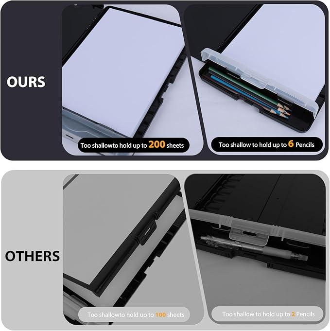 5 PCS Clipboard with Storage High Capacity Plastic Clipboard with Pen Holder Heavy Duty Nursing Clipboards Folder Side Opening Smooth Writing Clipboards with Low Profile Clip for for School & Office