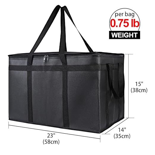 Bodaon 2-Pack Insulated Food Delivery Bag for Hot and Cold Meal, XXXL, Black, Grocery Tote Insulation Bag for Catering, Large Pizza Warmer