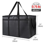 Bodaon 1PK Thermal Insulated Food Delivery Bag with Hard Bottom - 3X-Large Catering Cooler Bag for Hot and Cold Meals - Ideal for Commercial Pizza Transport, Grocery, Restaurants, and Events. Black