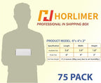 HORLIMER 6x4x2 inches Shipping Boxes Set of 75, White Corrugated Cardboard Box Literature Mailer