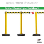 Crowd Control Warehouse CCW Series RBB-150 - Set of 2 Stanchion Retractable Belt Barriers - 16 Foot, Blue Belt with Yellow Post - Easy Assembly