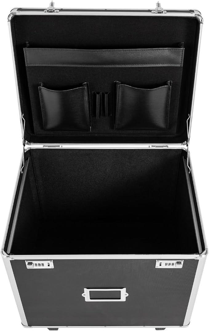 Rolling File Box Document Box with Lock Wheels Multi-Layer Water-Resistant Large Portable Home Filing Cabinet for Hanging Folders 19.2 x 15 x 16inch