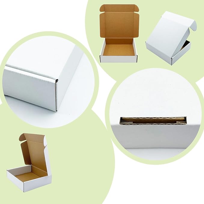 White Shipping Boxes 8x7x2 inch 25 Pack,Corrugated Boxes Mailer Packaging for Mailing Small Business，E-Commerce Gift Boxes for Wrapping Present Moving Storage Heavy Duty Recycled Cardboard Boxes