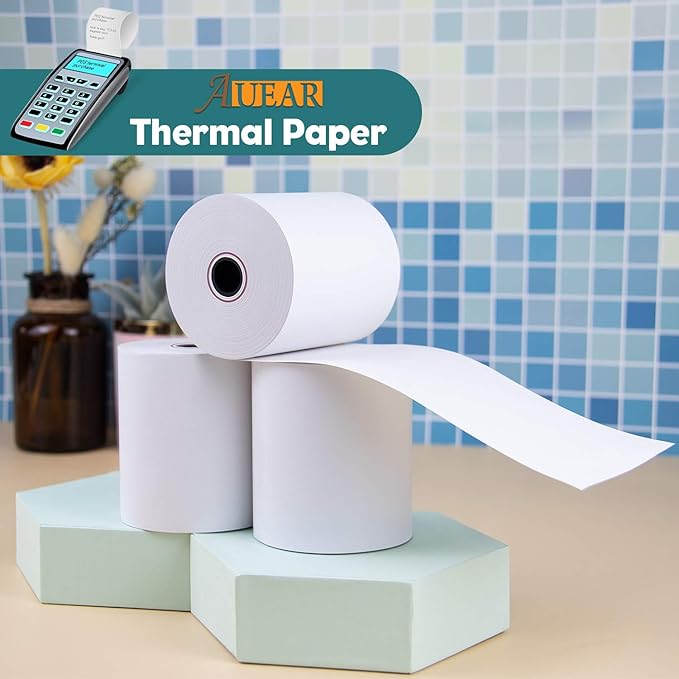 AUEAR, Thermal Cash Register POS Paper Rolls, 3 1/8" x 230' - BPA Free (50 Pack)