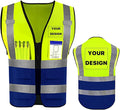 YOWESHOP High Reflective Visibility Safety Vest Custom Your Logo Safety Workwear with Reflective Strips and Pockets
