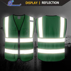Reflective Mesh Safety Vest for Men Women with 5 Pockets and Zipper Front High Visibility Mesh Vest Hi Vis Construction Work Vest,Meets ANSI/ISEA Standards(EK175-Green-3XL)