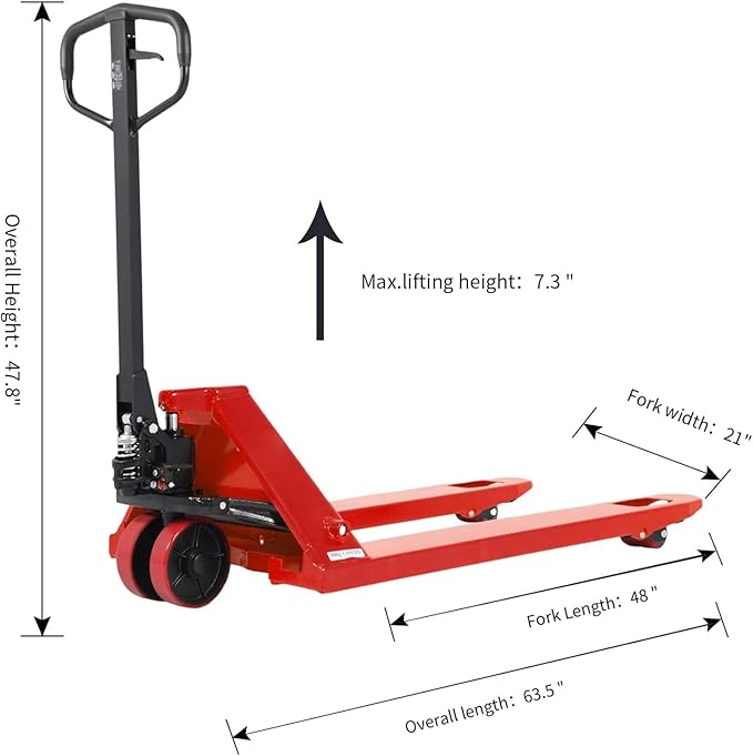 Tory Carrier Pallet Jack, 21" x 48" Forks, 5500lbs Capacity Manual Pallet Trucks Standard Duty Hand Pallet Jacks