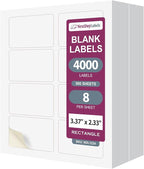 NextDayLabels – 3-3/8" x 2-1/3" Rectangular Sticker Labels for Printer - White Laser/Inkjet Printer Labels Return Address Labels Shipping Label Stickers (500 Sheets, 8 Per Sheet, 4000 Labels)