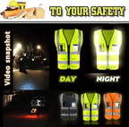 YOWESHOP High Reflective Visibility Safety Vest with Pockets and Zipper Custom Your Logo Safety Workwear