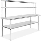 GRIDMANN NSF Stainless Steel Commercial Kitchen Prep & Work Table Plus A 2 Tier Shelf - 72 in. x 12 in.
