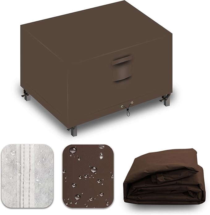 Heavy Duty Patio Furniture Covers Waterproof, 600D Outdoor Furniture Cover Waterproof for Sectional Sofa Couch, Outdoor Dining Table and Chair Set Covers 84''L x 44''W x 28''H, Brown