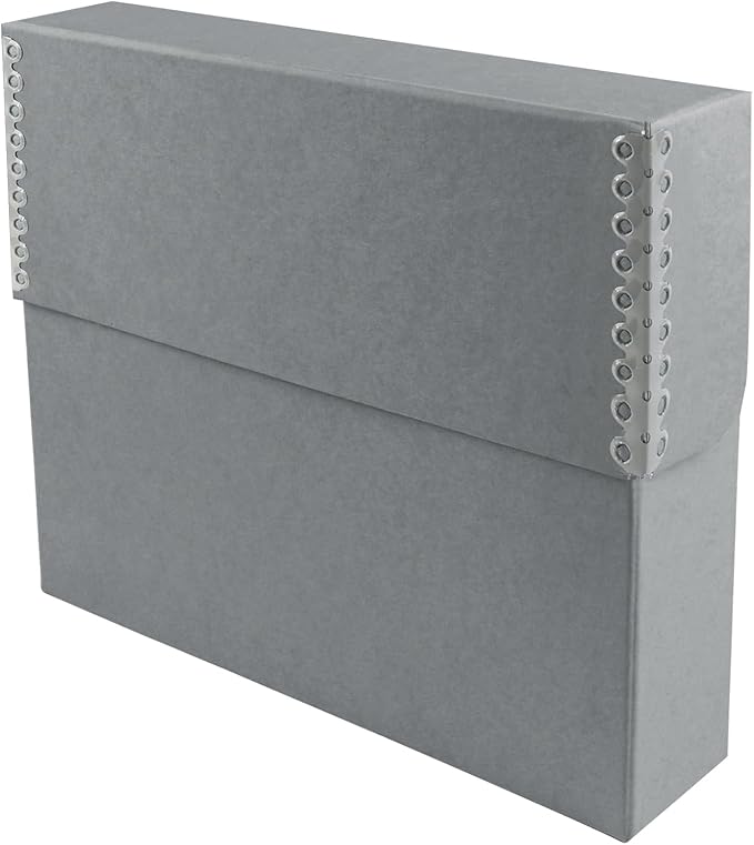 Lineco Archival Document Storage Box with Metal Edge, Acid-Free Gray Boxboard, Organize and Store Files, Prints, Photos, Letter-Sized Case 12.5" x 10.5" x 2.5" Wide