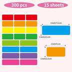 STARLIBOO Removable Labels, Removable Colored Labels Stickers, Self-Adhesive Rectangular Stickers Water/Oil/Tear Resistant for Storage/Classroom/Home (2 Size, 300 Labels)