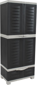 Sunnydaze Lockable Storage Cabinet - Indoor or Garage Storage Cabinet with 3 Adjustable Shelves - 57.5" H - Garage, Office, Home, Laundry Room - Charcoal