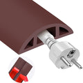MYFAMIREA 5FT Floor Cord Cover for Wire Self Adhesive Cable Cavity Management PVC Extension Cord Hider Power Floor Wire Protector Cover Prevent Cable Trip for Office Home Outdoor (Brown, 1.97'')