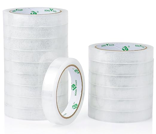BOMEI PACK 16Rolls Clear Tape Refills for Dispenser, Transparent Gift Wrap Tape 3inch Core for Home, School and Office, 3/4inch x 60yds