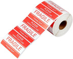 Restaurantware Label Tek 3 x 2 Inch Packaging Stickers 500 Premium Shipping Labels - Handle with Care Sustainable Red and White Paper Inventory Stickers High-Visibility with Strong Adhesives