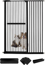 Lumizone Extra Tall Cat Gate 61.02" High Pressure Mounted Extra Wide 46.65"-50.78" (17Sizes) 1.37" Gap No Drilling Auto-Close Tall Pet Gate for Dogs (Black, 46.65"-50.78" W)