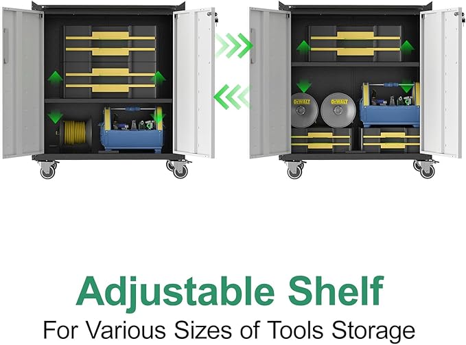 Metal Tool Cabinet,Garage Storage Cabinet System,Wall Cabinet & Locking Rolling Tool Cabinet with Doors and Adjustable Shelves,Steel Tool Cabinets for Home (4 Pcs-StyleA, Black & Grey)