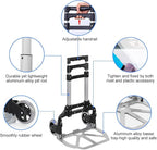 Folding Hand Truck Aluminum Portable Folding Hand Cart 155lbs Capacity Hand Cart and Dolly Ideal for Home, Auto, Office, Moving, Travel, Shopping